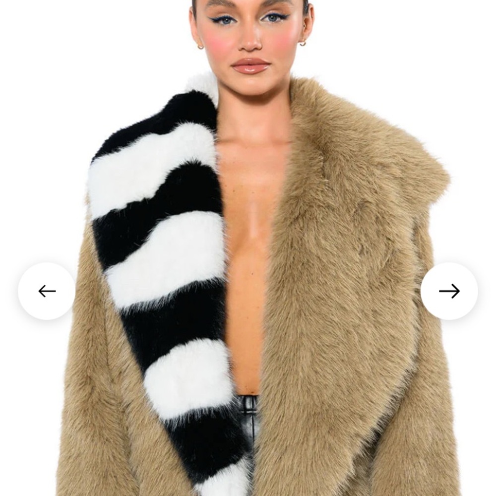 Oversized striped faux fur jacket